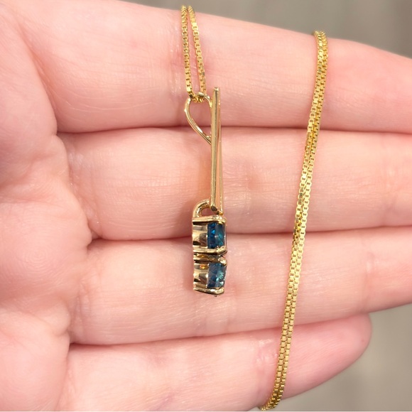 Vintage London Blue Topaz Pendant: 14K Yellow Gold Artisan Cone - Picture 9 of 12